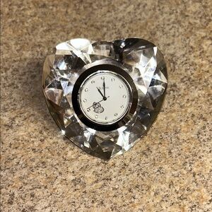 Bulova Heart-Shaped Crystal Clock - Silver Elegance